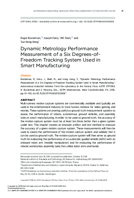 (PDF) Dynamic Metrology Performance Measurement of a Six Degrees-of ...
