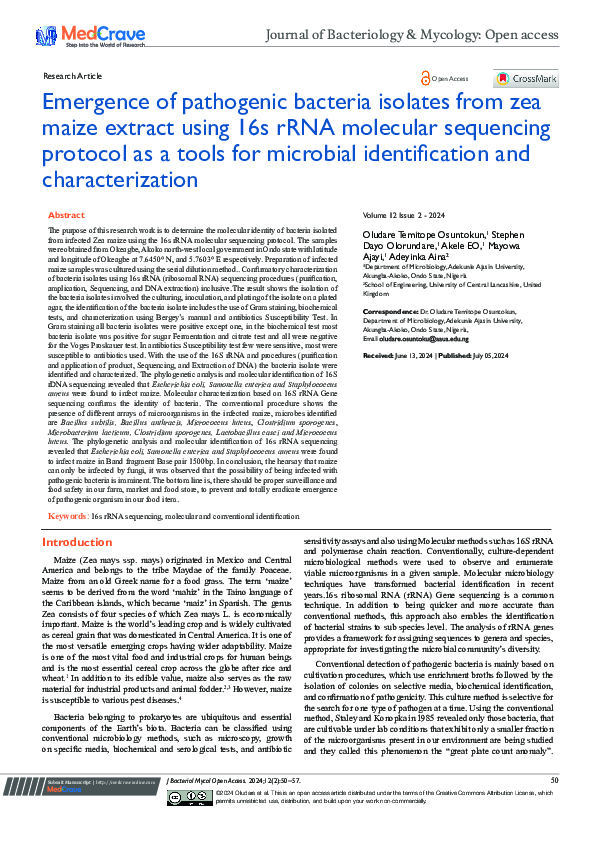 (PDF) Emergence of pathogenic bacteria isolates from zea maize extract ...