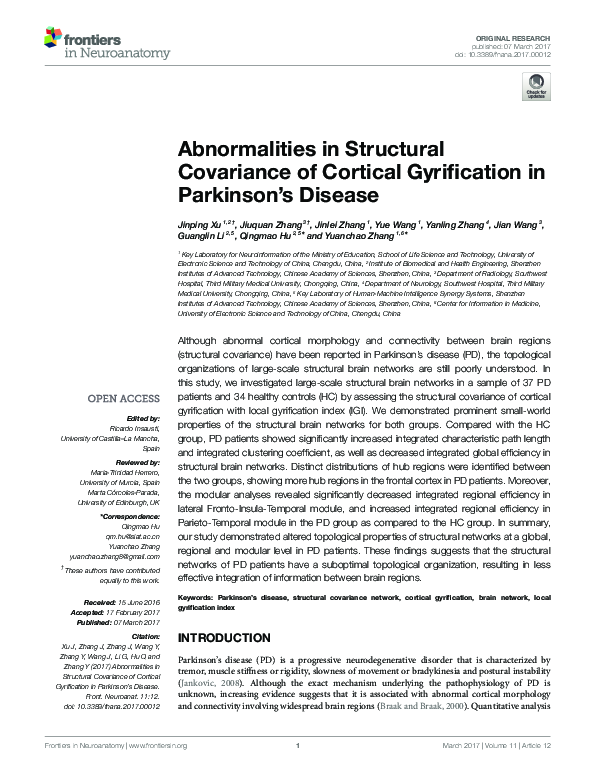 (PDF) Abnormalities in Structural Covariance of Cortical Gyrification ...