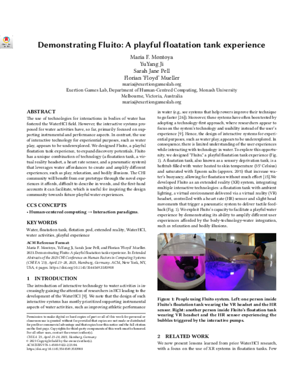 (PDF) Demonstrating Fluito: A playful floatation tank experience