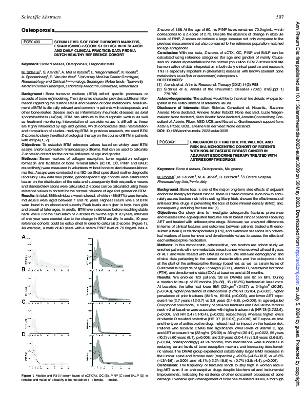 (PDF) POS0490 Serum Levels of Bone Turnover Markers, Establishing Z ...