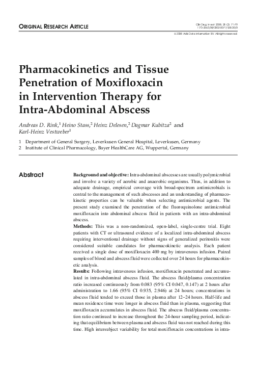 (PDF) Pharmacokinetics and Tissue Penetration of Moxifloxacin in ...