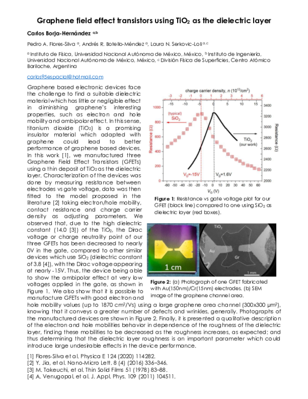 (PDF) Graphene field effect transistors using TiO2 as the dielectric layer