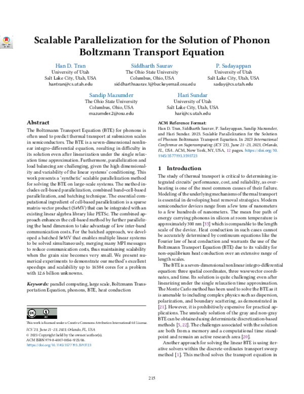 (PDF) Scalable parallelization for the solution of phonon Boltzmann ...