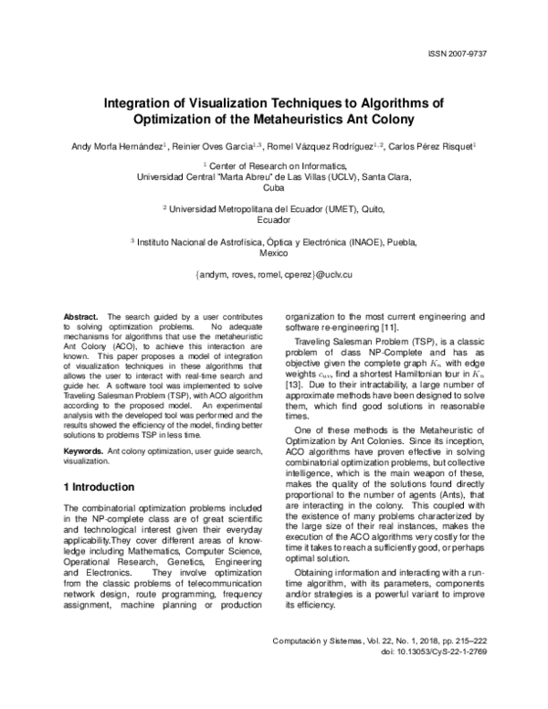(PDF) Integration of Visualization Techniques to Algorithms of ...