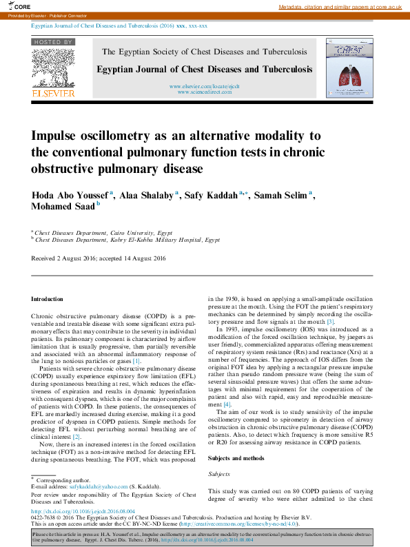(PDF) Impulse oscillometry as an alternative modality to the ...