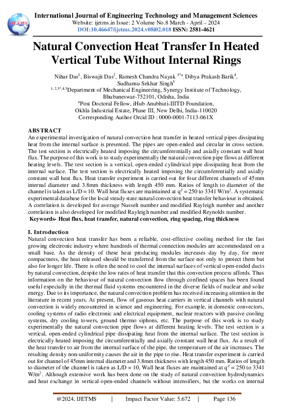 (PDF) Natural Convection Heat Transfer In Heated Vertical Tube Without ...