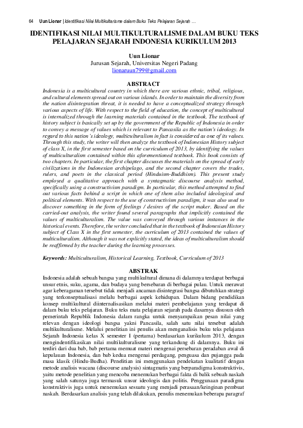 (PDF) Identification of Multiculturalism Values in Indonesian History ...