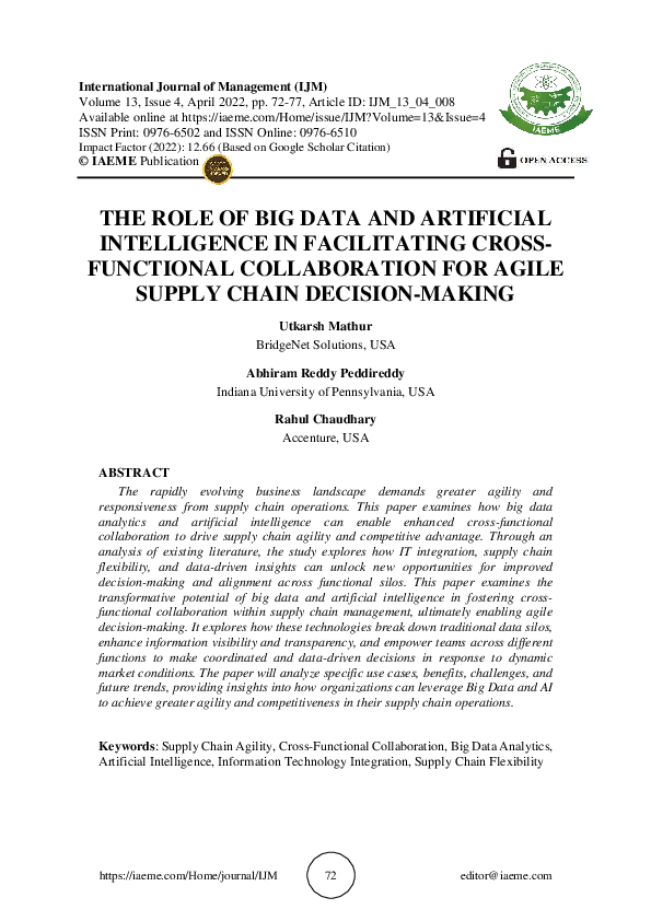(PDF) THE ROLE OF BIG DATA AND ARTIFICIAL INTELLIGENCE IN FACILITATING ...