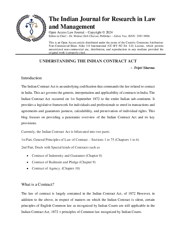 (PDF) The Indian Journal for Research in Law and Management