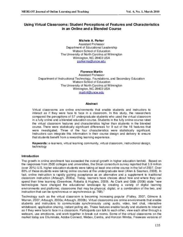 (PDF) Using virtual classrooms: Student perceptions of features and ...