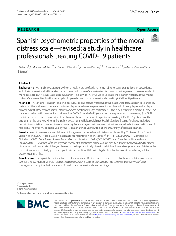 (PDF) Spanish psychometric properties of the moral distress scale ...