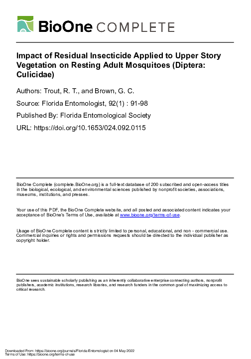 (PDF) Impact of Residual Insecticide Applied to Upper Story Vegetation ...