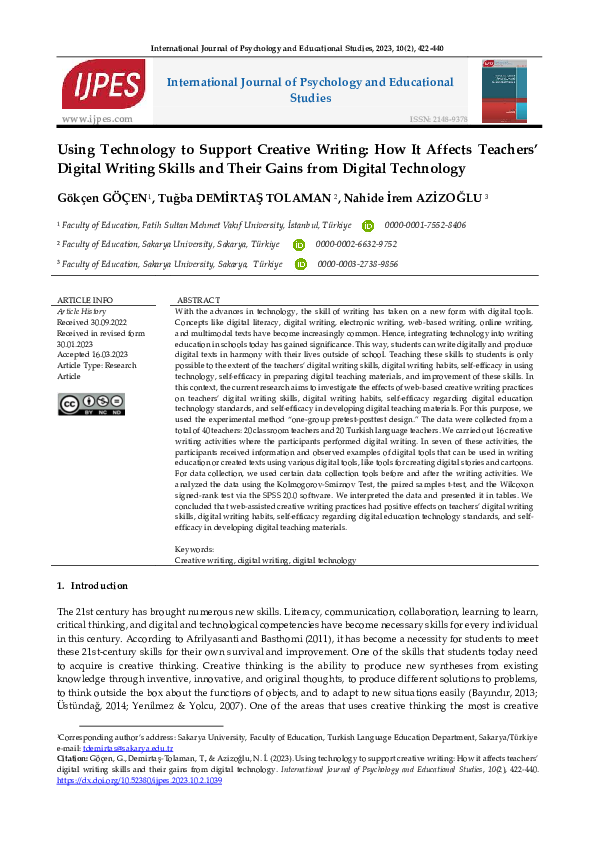 (PDF) Using Technology to Support Creative Writing: How It Affects ...