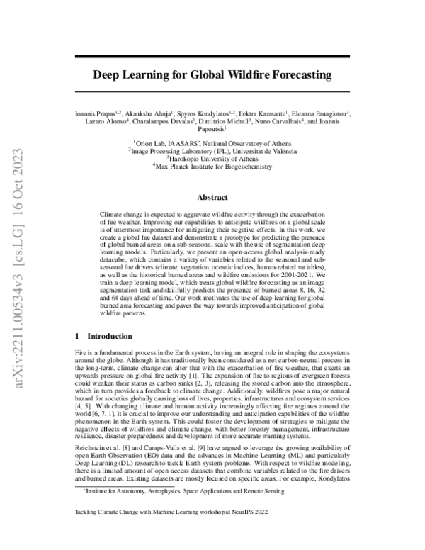 (PDF) Deep Learning for Global Wildfire Forecasting