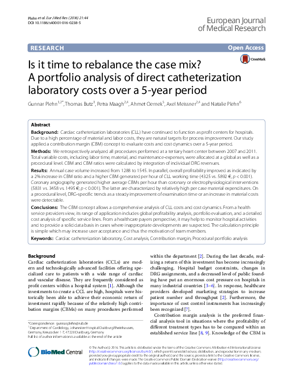 (PDF) Is it time to rebalance the case mix? A portfolio analysis of ...