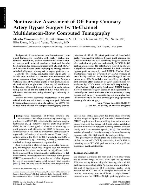 (PDF) Noninvasive Assessment of Off-Pump Coronary Artery Bypass Surgery ...