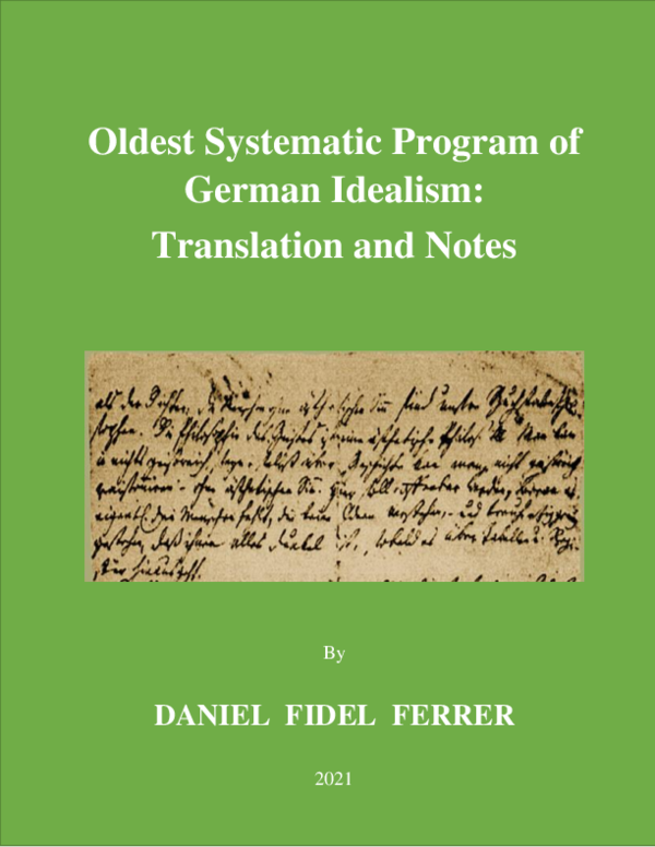 (PDF) Oldest Systematic Program of German Idealism: Translation and Notes
