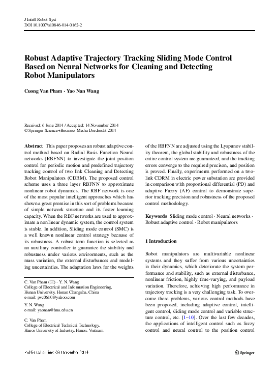 (PDF) Robust Adaptive Trajectory Tracking Sliding mode control based on ...