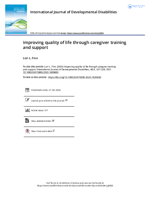 (PDF) Improving quality of life through caregiver training and support