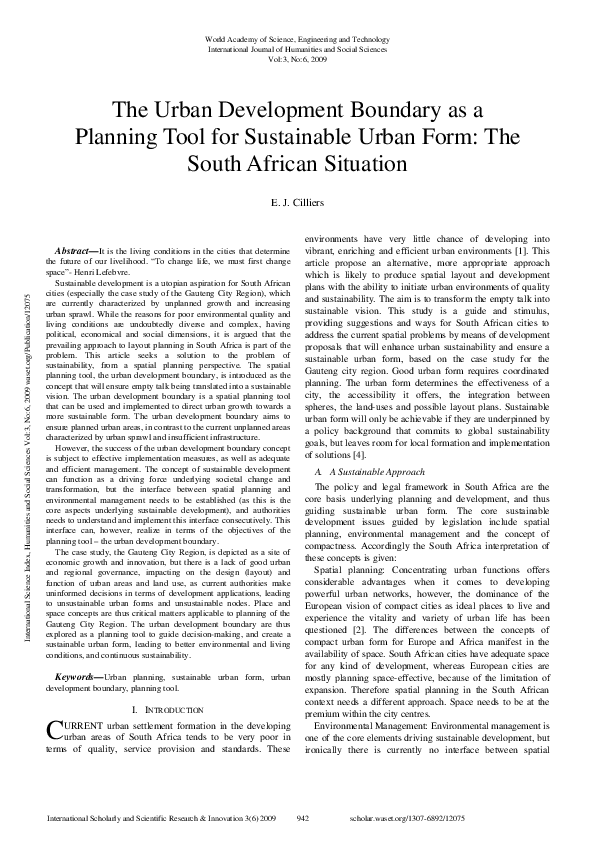 (PDF) The Urban Development Boundary as a Planning Tool for Sustainable ...