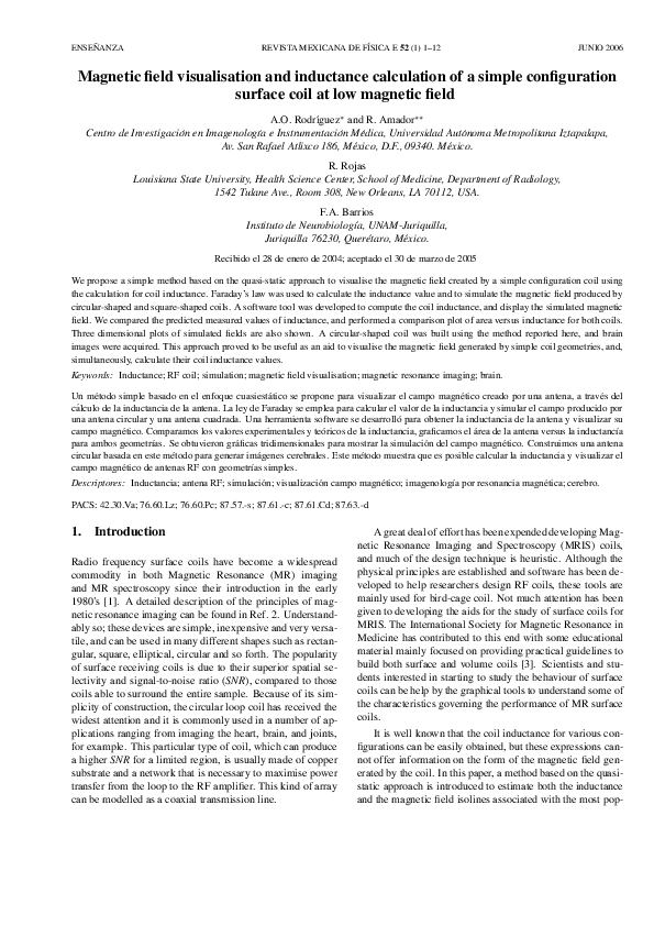(PDF) Magnetic field visualisation and inductance calculation of a ...