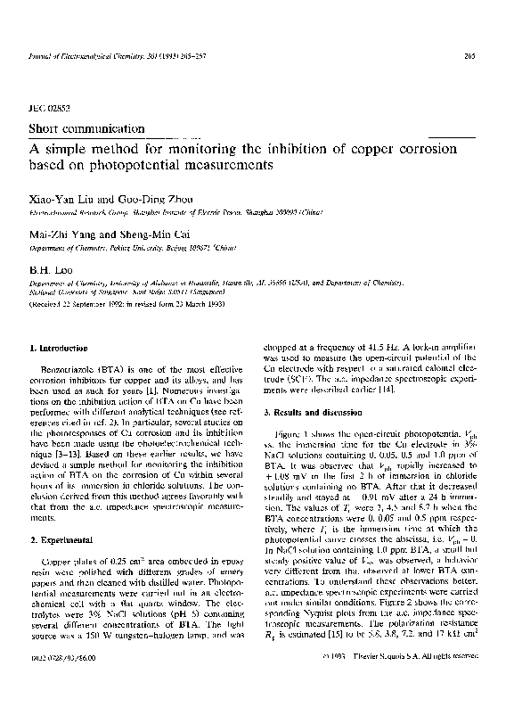 (PDF) A simple method for monitoring the inhibition of copper corrosion ...