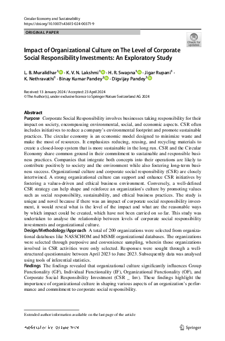 (PDF) Impact of Organizational Culture on The Level of Corporate Social ...