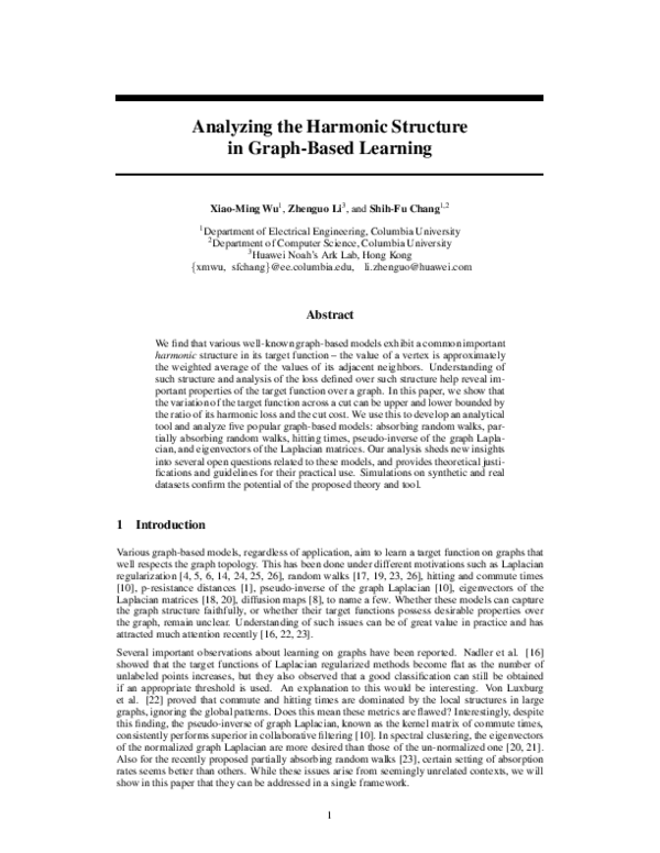 (PDF) Analyzing the Harmonic Structure in Graph-Based Learning