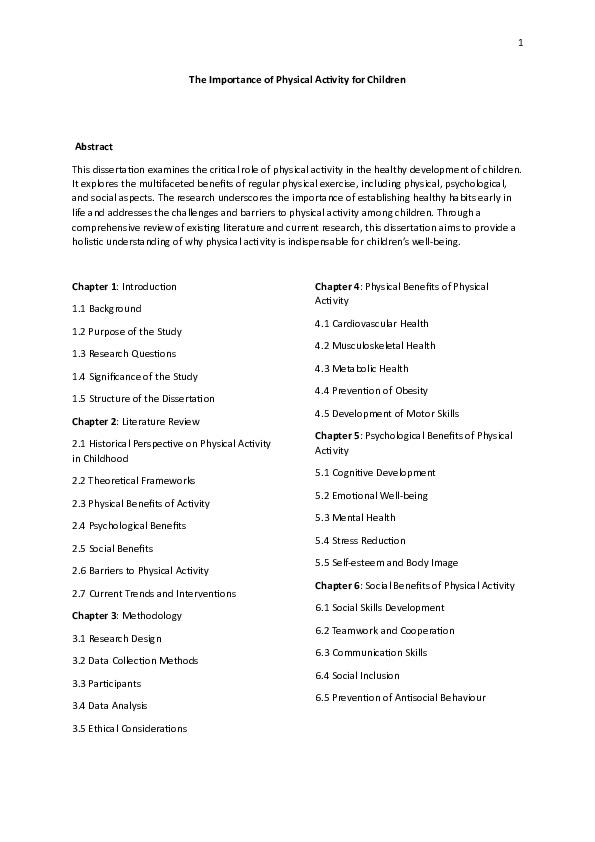 (PDF) The Importance of Physical Activity for Children