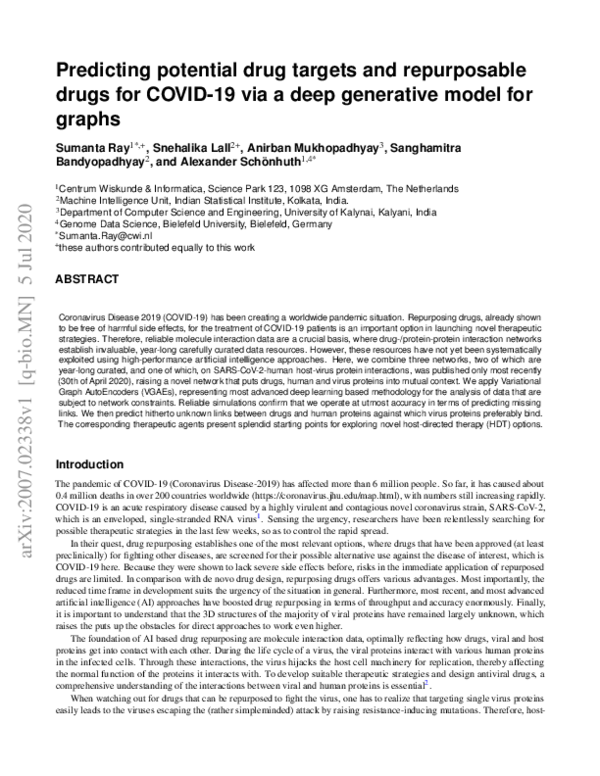 (PDF) Predicting potential drug targets and repurposable drugs for ...