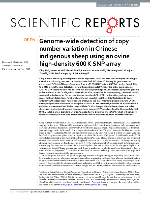 (PDF) Genome-wide detection of copy number variations in Tharparkar cattle