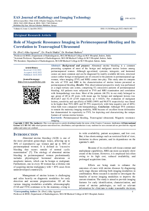 (PDF) Role of Magnetic Resonance Imaging in Perimenopausal Bleeding and ...