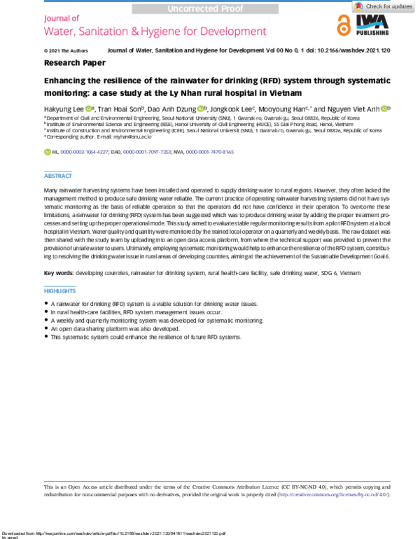 (PDF) Enhancing the resilience of the rainwater for drinking (RFD ...