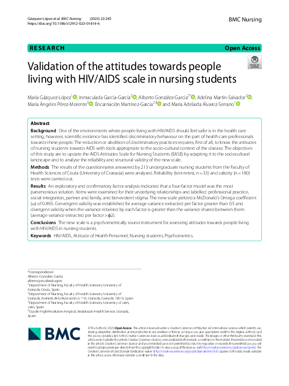 (PDF) Validation of the attitudes towards people living with HIV/AIDS ...
