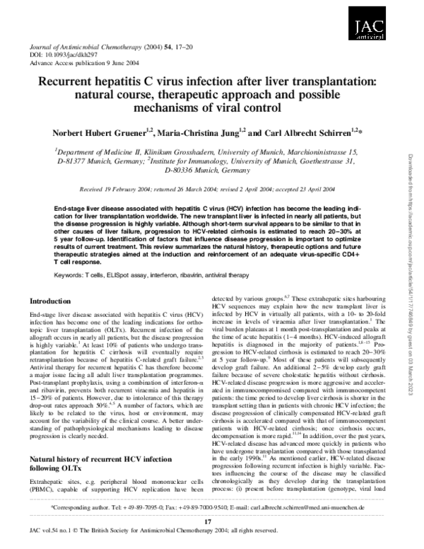 (PDF) Recurrent hepatitis C virus infection after liver transplantation ...