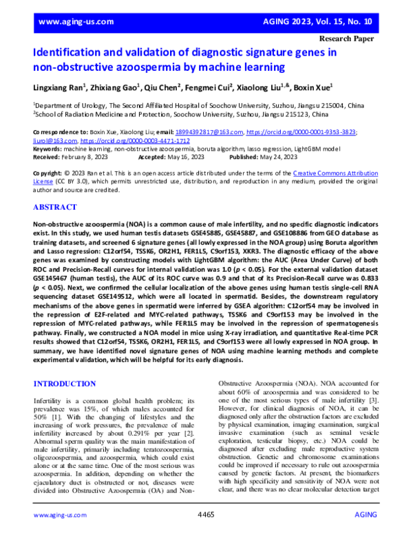 (PDF) Identification and validation of diagnostic signature genes in ...