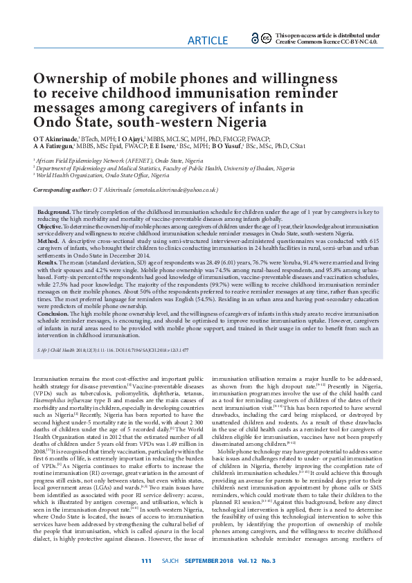(PDF) Ownership of mobile phones and willingness to receive childhood ...