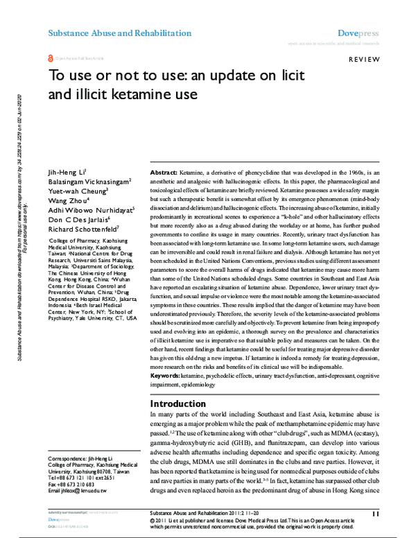 (PDF) To use or not to use: an update on licit and illicit ketamine use