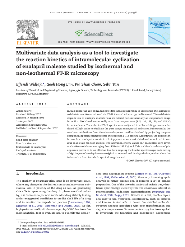 (PDF) Multivariate data analysis as a tool to investigate the reaction ...