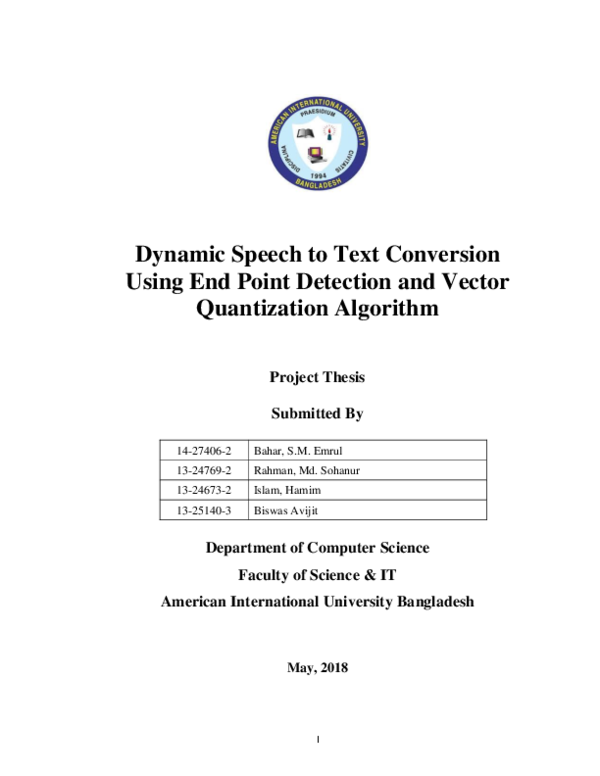 (PDF) Dynamic Speech to Text Conversion Using End Point Detection and ...