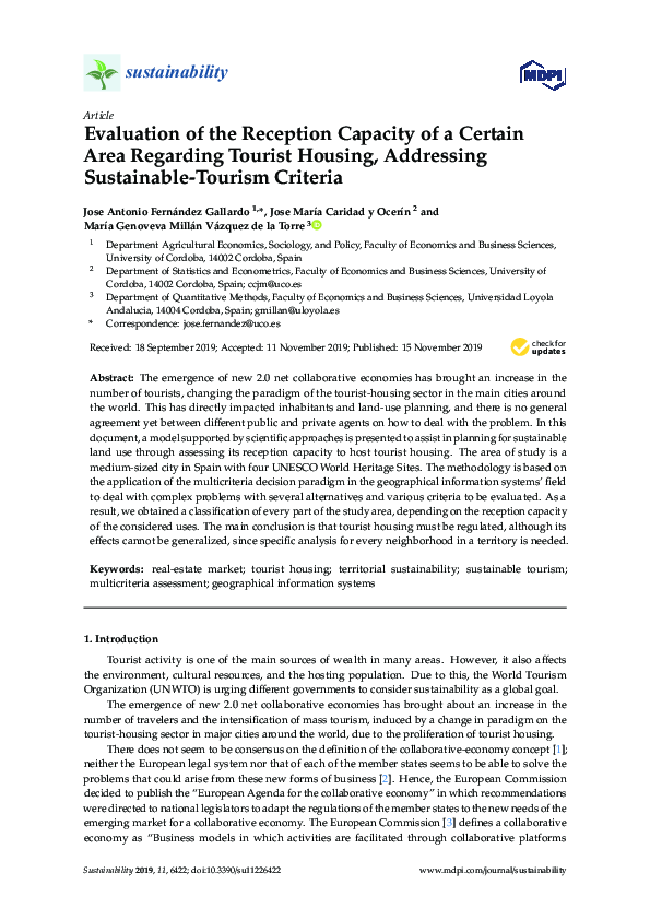 (PDF) Evaluation of the Reception Capacity of a Certain Area Regarding ...