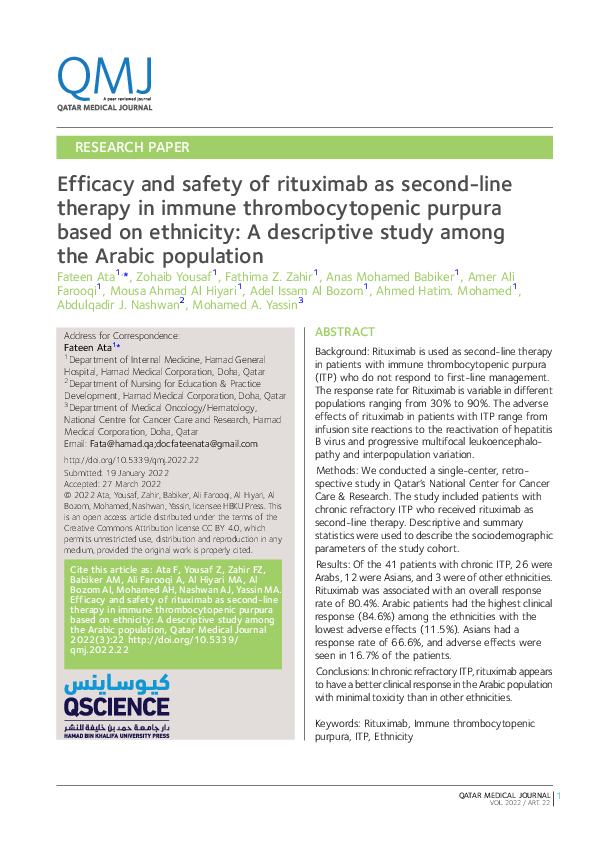 (PDF) Efficacy and safety of rituximab as second-line therapy in immune ...