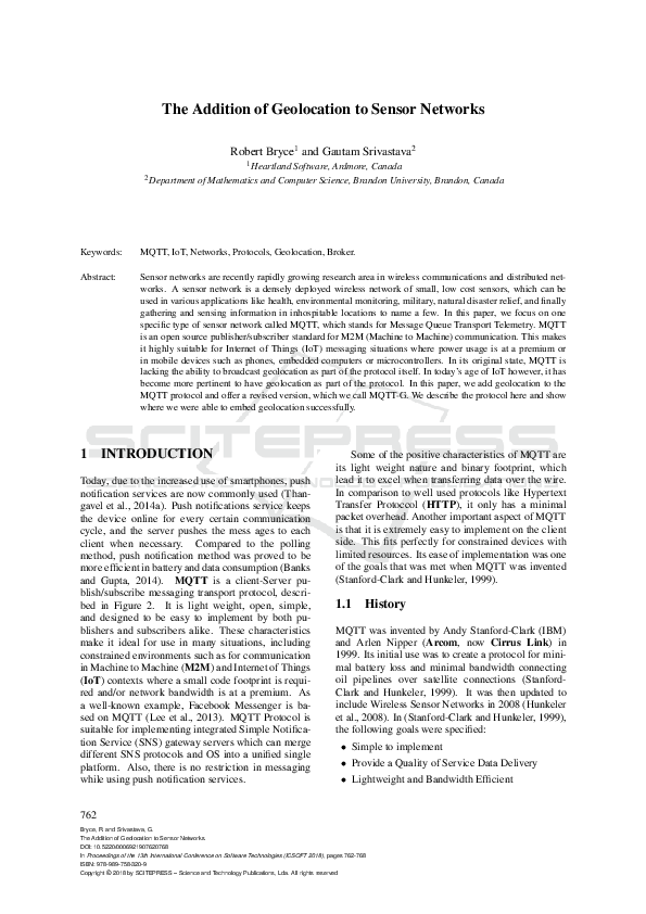 (PDF) The Addition of Geolocation to Sensor Networks