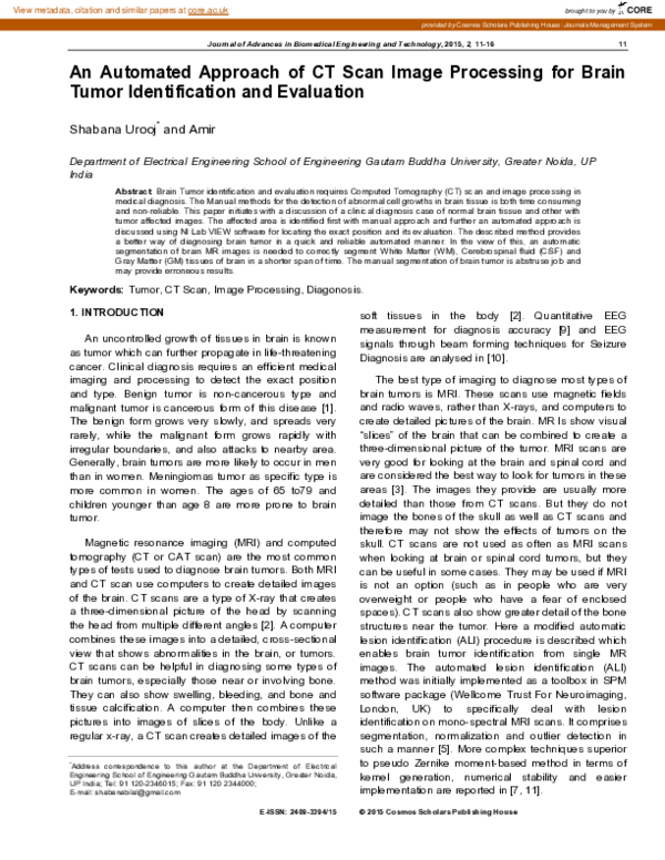 (PDF) An Automated Approach of CT Scan Image Processing for Brain Tumor ...
