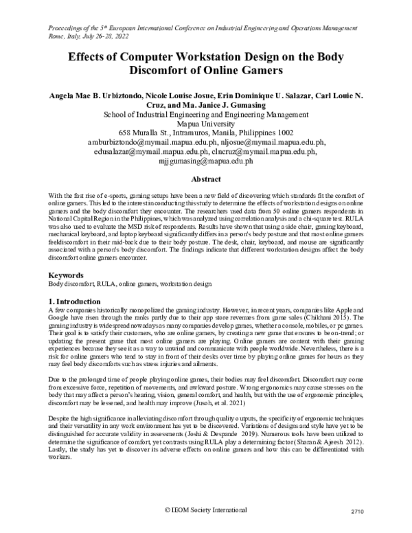 (PDF) Effects of Computer Workstation Design on the Body Discomfort of ...