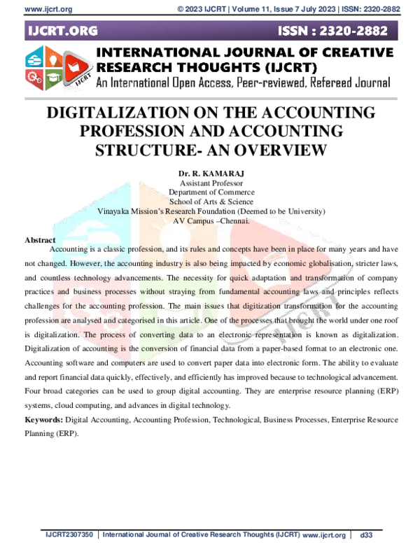 (PDF) DIGITALIZATION ON THE ACCOUNTING PROFESSION AND ACCOUNTING ...