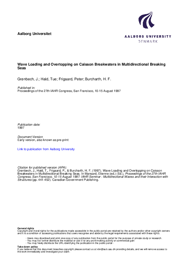 (PDF) Wave Loading and Overtopping on Caisson Breakwaters in ...