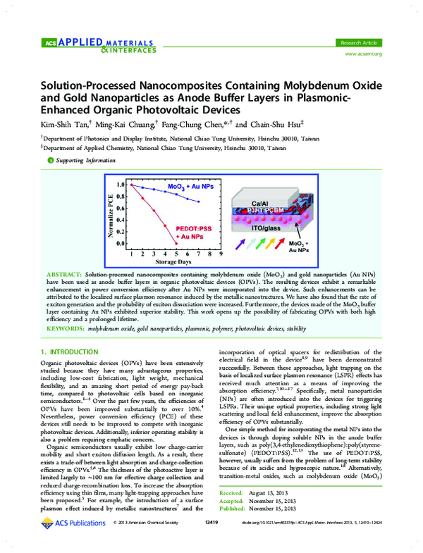 (PDF) Solution-Processed Nanocomposites Containing Molybdenum Oxide and ...