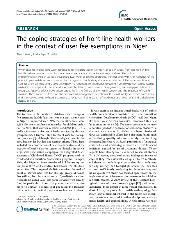 (PDF) The coping strategies of front-line health workers in the context ...